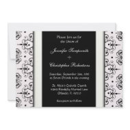 Black & White Curly Chandelier Pattern Wedding invitation