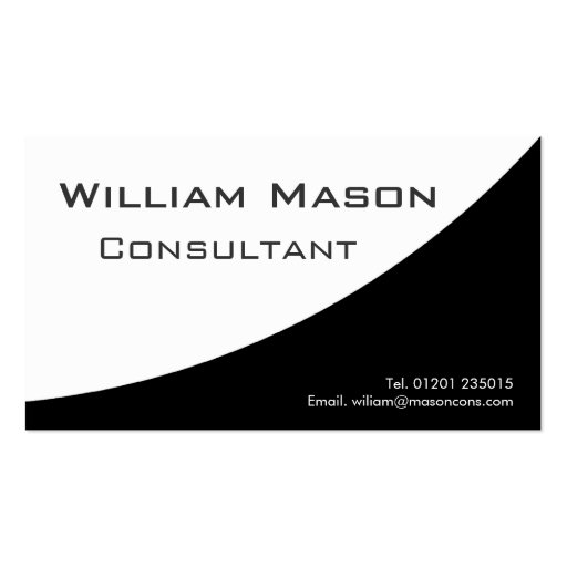 Black White Curved, Professional Business Card (front side)