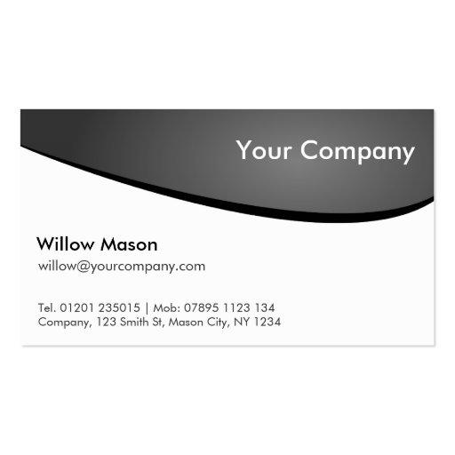 Black & White Curved, Professional Business Card (front side)