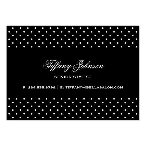 Black & White Cute Modern Polka Dots Business Card Templates (back side)