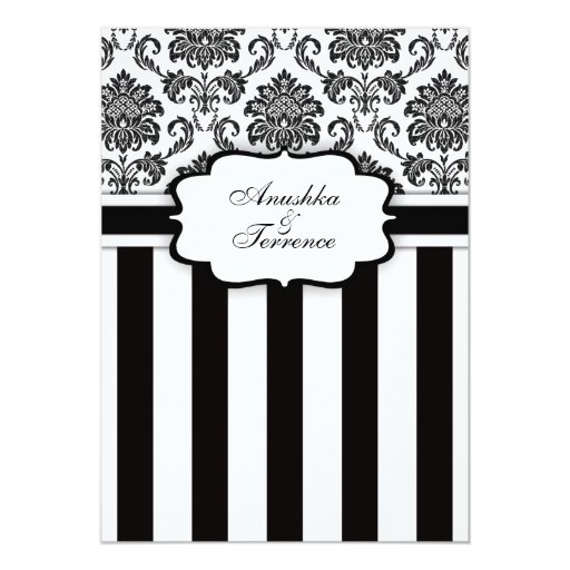 black and damask wedding invitations black white damask and stripes wedding invitation zazzle black and damask wedding invitations black white damask and stripes wedding invitation zazzle