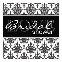Black & White Damask Bridal Shower Invitation