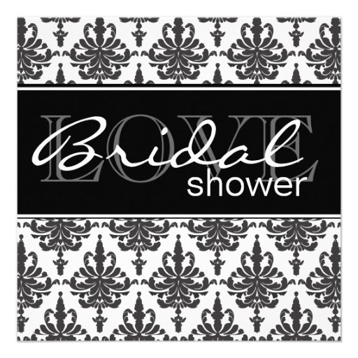 Black & White Damask Bridal Shower Invitation