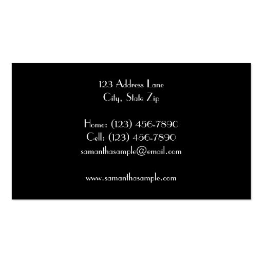 Black & White Damask Business Card (back side)