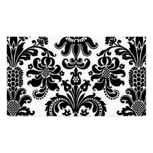 Black & White Damask Business Card Template (back side)