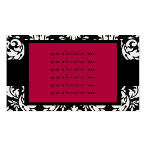 Black & White Damask Business Card Template (back side)