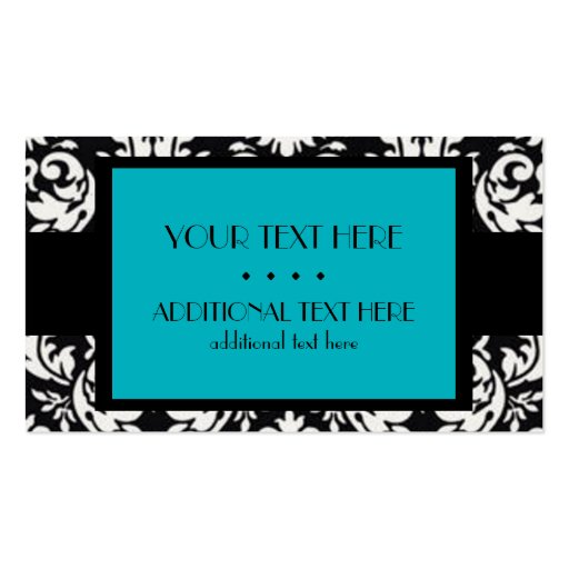 Black & White Damask Business Card Template (front side)
