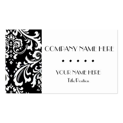 Black & White Damask Business Cards (front side)