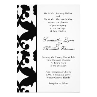 Black & White Damask Elegant Wedding Invitation
