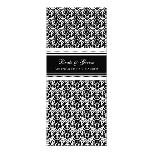 Black White Damask Engagement Party Invitations