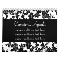 Black & White Damask Floral Calendars