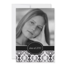 Black & White Damask Graduation Announcements