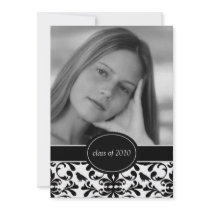 Black & White Damask Graduation Announcements
