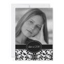Black &amp; White Damask Graduation Announcements
