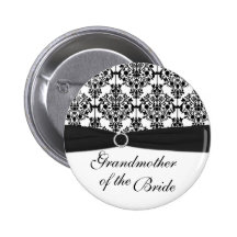 Black, White Damask Grandmother of the Bride Pin