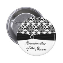 Black, White Damask Grandmother of the Groom Pin
