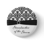 Black, White Damask Grandmother of the Groom Pin