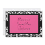 Black &amp; White Damask, Hot Pink Announcement