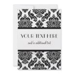 Black & White Damask Custom Invitation