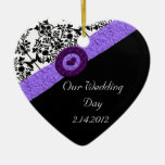 Black & White Damask Lavender Keepsake Christmas Ornaments