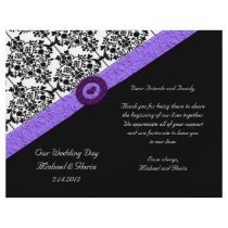 Black & White Damask Lavender Sparkle Heart Personalized Flyer