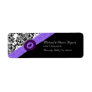 Black & White Damask Lavender Sparkle Heart Custom Return Address Label