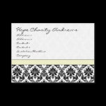 Black White Damask Light Golden Rod Yellow Trim