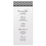 Black &amp; White Damask Monogram Reception Menu Custom Rack Card