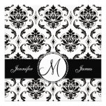 Black White Damask Monogram Wedding Invitation