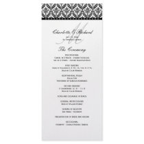 Black & White Damask Monogram Wedding Program Personalized Rack Card