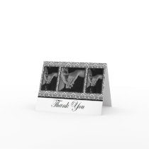 Black & White Damask Photo Thank You Card