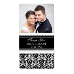 Black White Damask Photo Wedding Labels