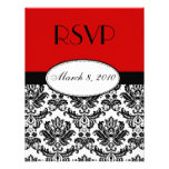 Black & White Damask RSVP - Red Invitations