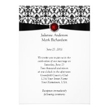 Black White Damask Ruby Gemstone Wedding Invitatio Invites