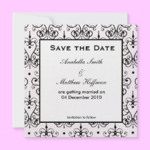 Black & White Damask Save the Date invitations