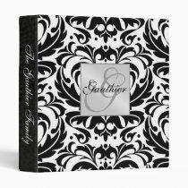 Black & White Damask Scroll Family Album Binder