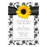 Black White Damask Sunflower Wedding Invitation