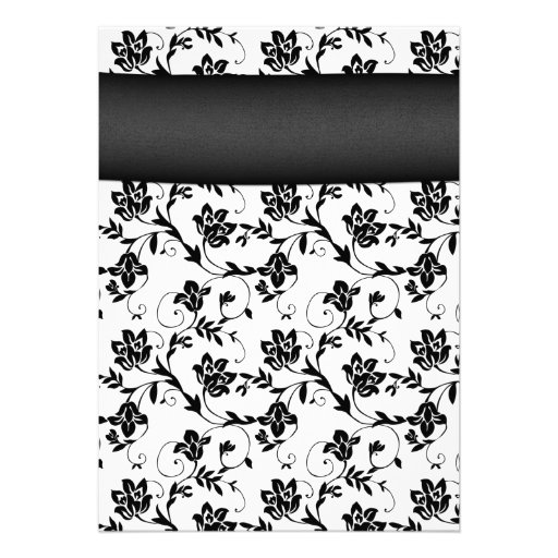 Black White Damask Sunflower Wedding Invitation
