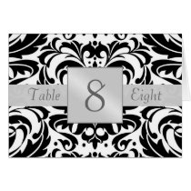 Black & White Damask Table Number Folded Card