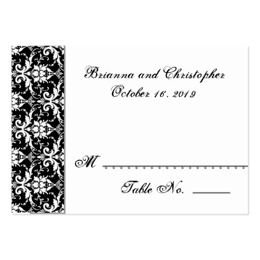 Black White Damask Table Place Card Wedding Party Large Business Cards ...