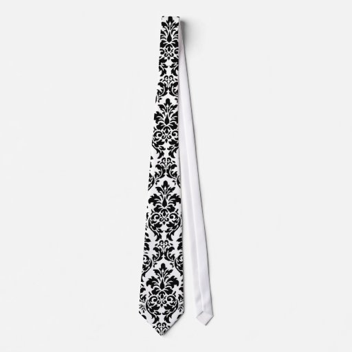 Black & White Damask Tie Zazzle
