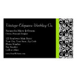 Black/White Damask w/Chartreuse Green Accent Strip Business Card