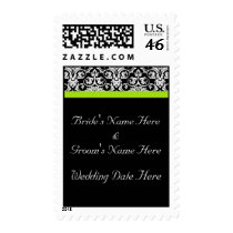Black/White Damask w/Chartreuse Green Accent Strip Stamps