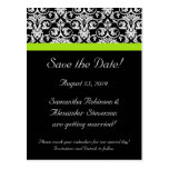 Black/White Damask w/Chartreuse Green Accent Strip postcards
