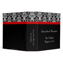 Black/White Damask w/ Ravishing Red Accent 3 Ring Binders