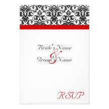 Black/White Damask w/ Ravishing Red Accent Custom Announcement