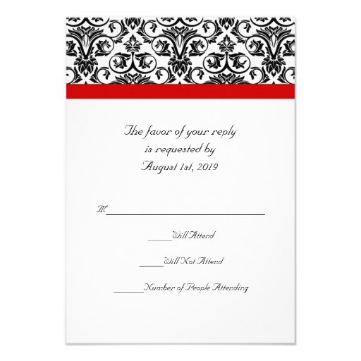Black/White Damask w/ Ravishing Red Accent Custom Announcement