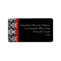 Black/White Damask w/ Ravishing Red Accent Custom Address Labels