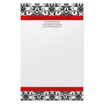 Black/White Damask w/ Ravishing Red Accent Customized Stationery