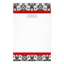 Black/White Damask w/ Ravishing Red Accent Customized Stationery
